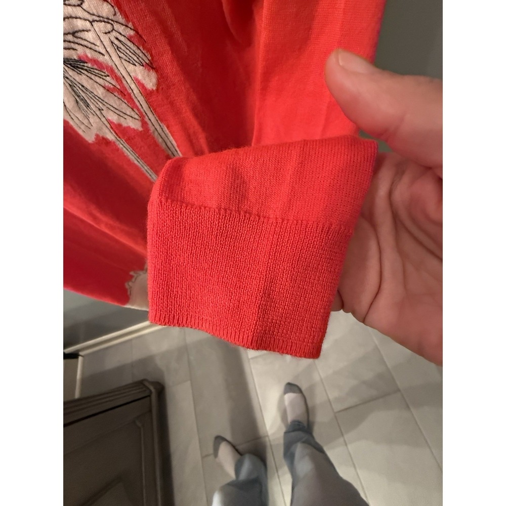 J. Crew Factory Coral Palm Tree Crewneck Sweater with Yellow Sun Accent - Picture 5 of 7